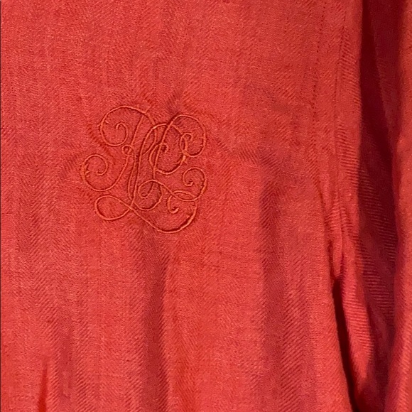 Lauren Ralph Lauren Orange Linen Button Down Sz S - Picture 2 of 4